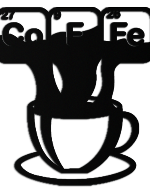 Load image into Gallery viewer, Coffee Elements Chemistry Metal Wall Art – Scientific Coffee Cup Black Steel Decor for Kitchens, Cafés, and Offices- KAF462
