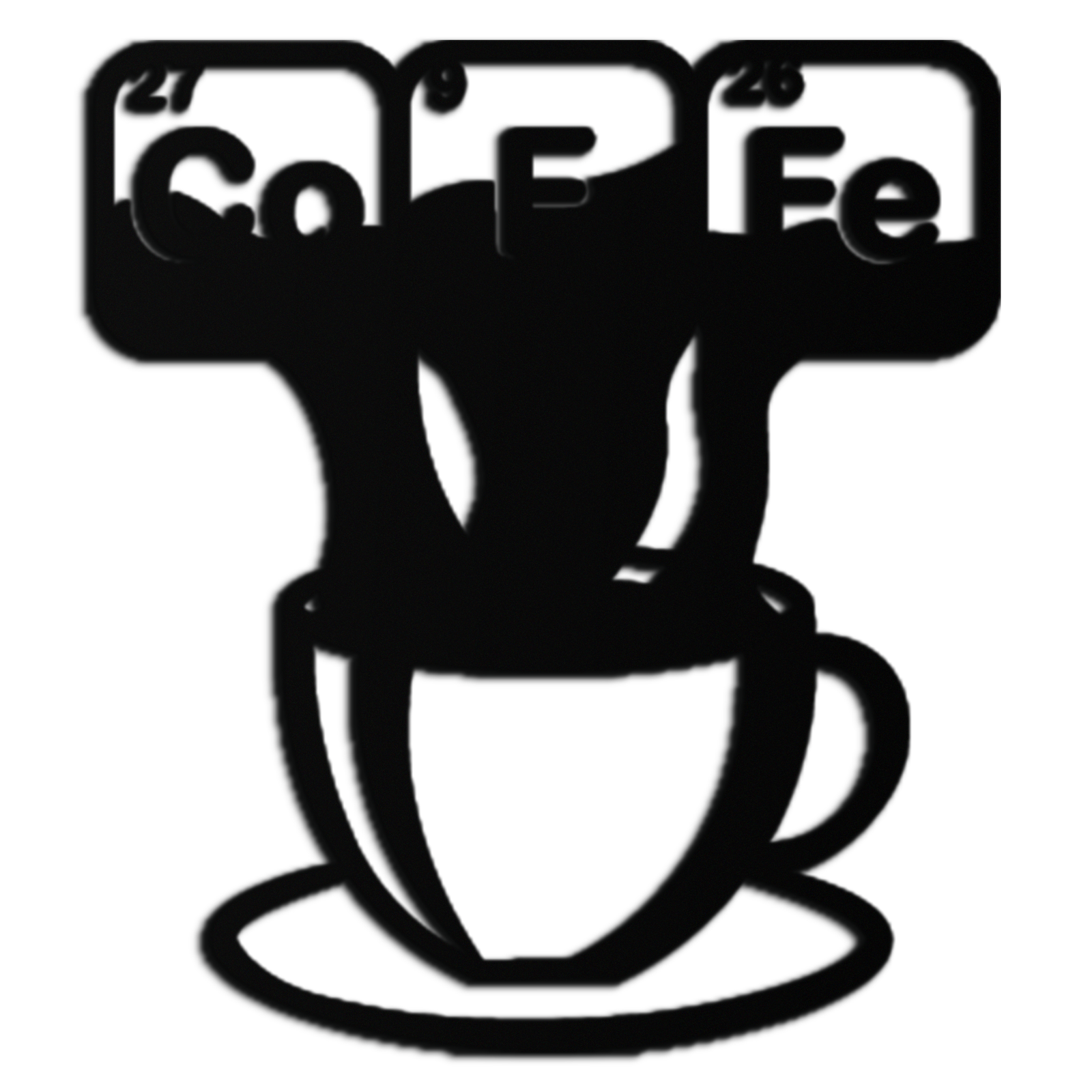 Coffee Elements Chemistry Metal Duvar Sanatı – Bilimsel Kahve Kupası Siyah Çelik Dekor Mutfaklar, Kafeler ve Ofisler İçin - KAF462