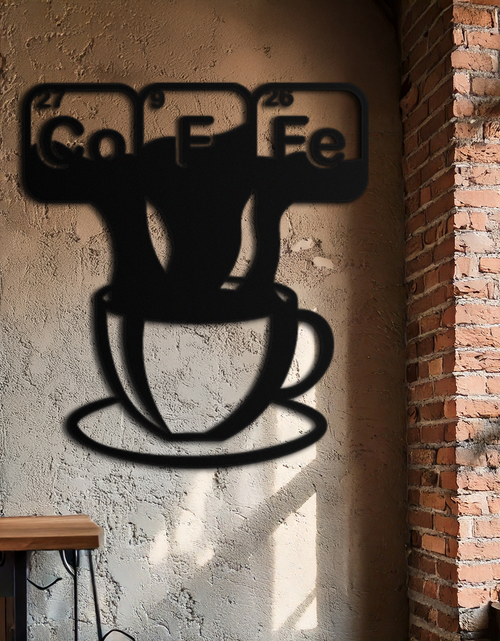 Resmi Galeri görüntüleyicisine yükleyin, Coffee Elements Chemistry Metal Duvar Sanatı – Bilimsel Kahve Kupası Siyah Çelik Dekor Mutfaklar, Kafeler ve Ofisler İçin - KAF462
