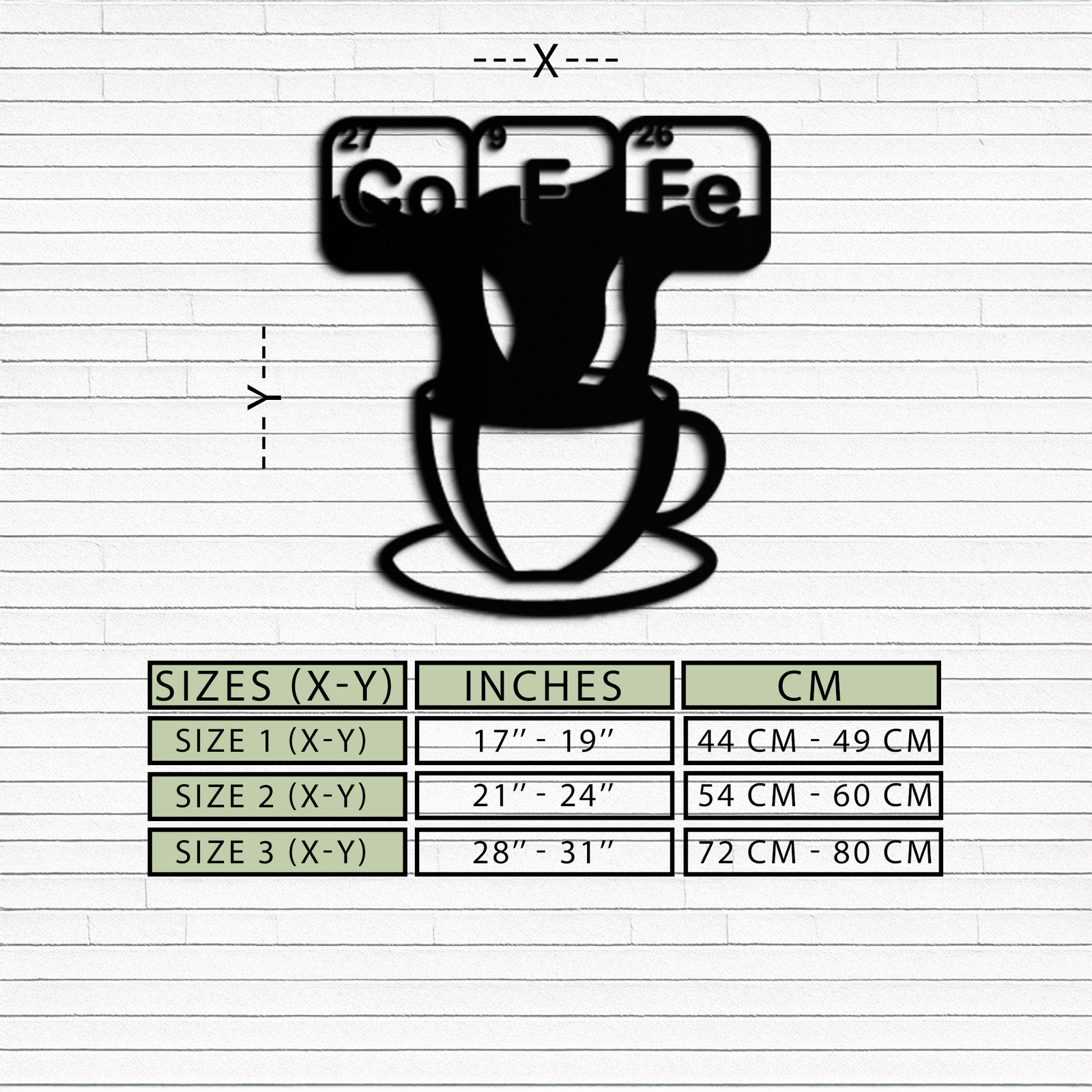 Coffee Elements Chemistry Metal Duvar Sanatı – Bilimsel Kahve Kupası Siyah Çelik Dekor Mutfaklar, Kafeler ve Ofisler İçin - KAF462