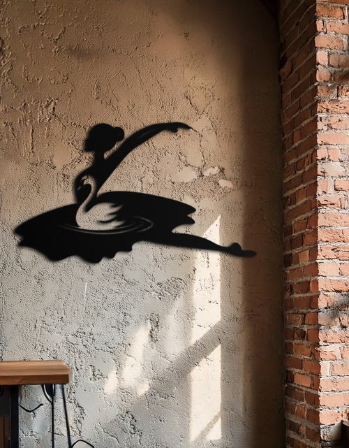 Load image into Gallery viewer, Ballet Dancer with Swan Silhouette Metal Wall Art – Elegant Black Steel Decor for Ballet Studios, Bedrooms, and Living Spaces- KAF466
