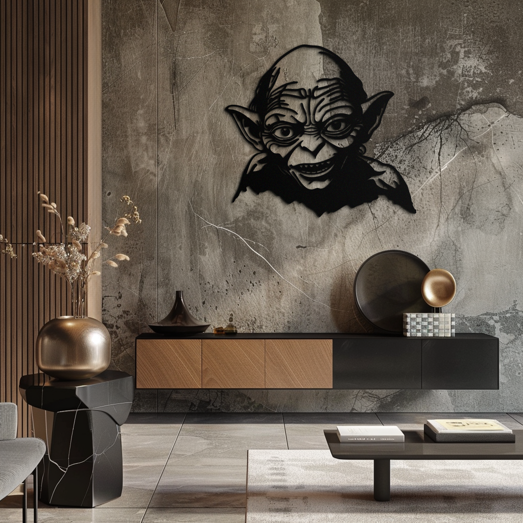 Gollum Metal Wall Art - Fantasy-Inspired Steel Silhouette for Movie Lovers - KAF467