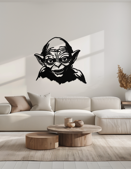 Gollum Metal Duvar Sanatı - Sinema Severler İçin Fantezi Esintili Çelik Siluet - KAF467