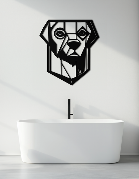 Geometric Dog Metal Wall Art - Modern Steel Animal Silhouette Decor - KAF468