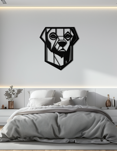 Geometric Dog Metal Wall Art - Modern Steel Animal Silhouette Decor - KAF468