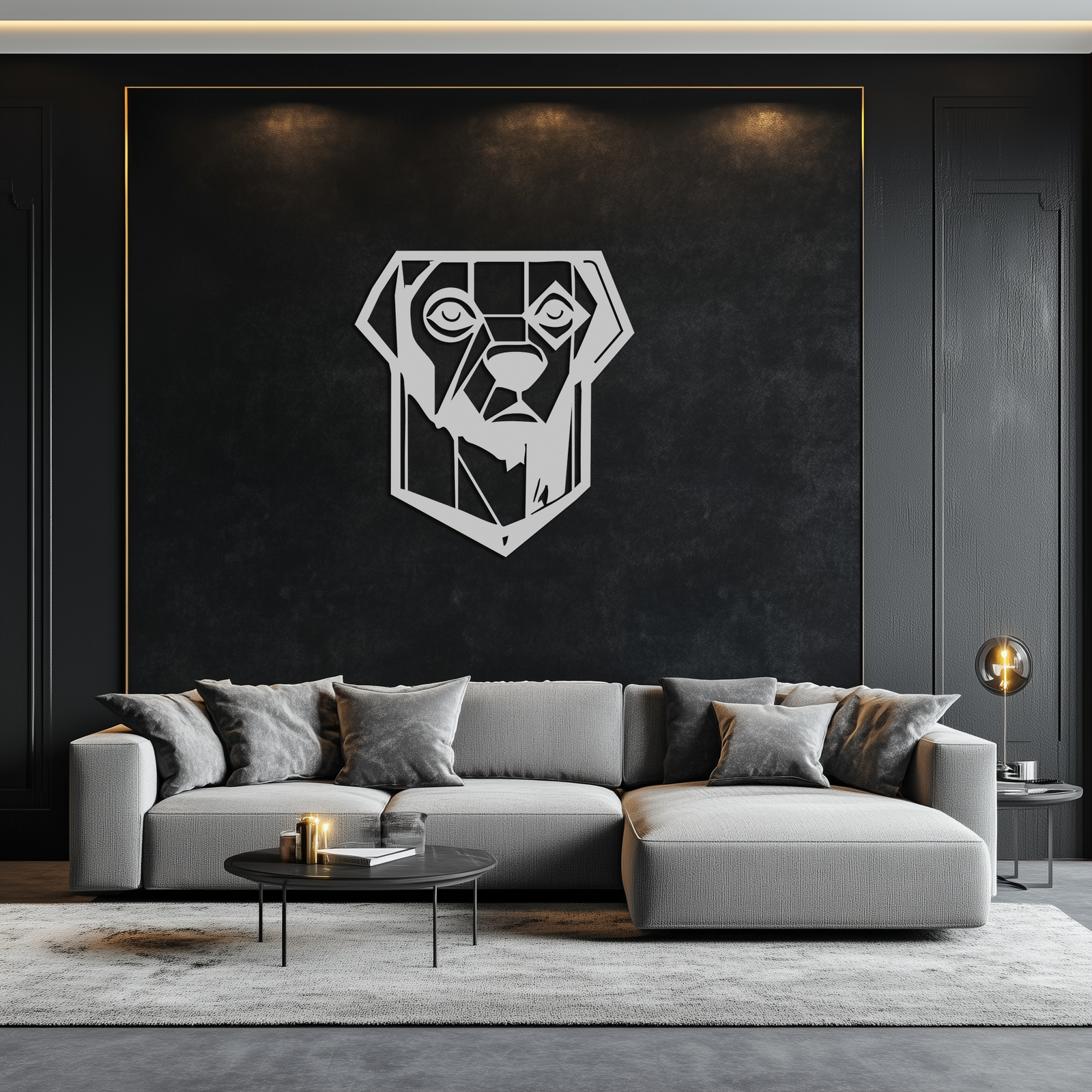Geometric Dog Metal Wall Art - Modern Steel Animal Silhouette Decor - KAF468