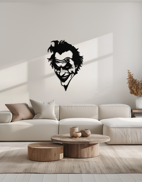 Resmi Galeri görüntüleyicisine yükleyin, Joker Metal Duvar Sanatı - Cesur İç Mekanlar İçin İkonik Kötü Adam Çelik Silüeti - KAF469
