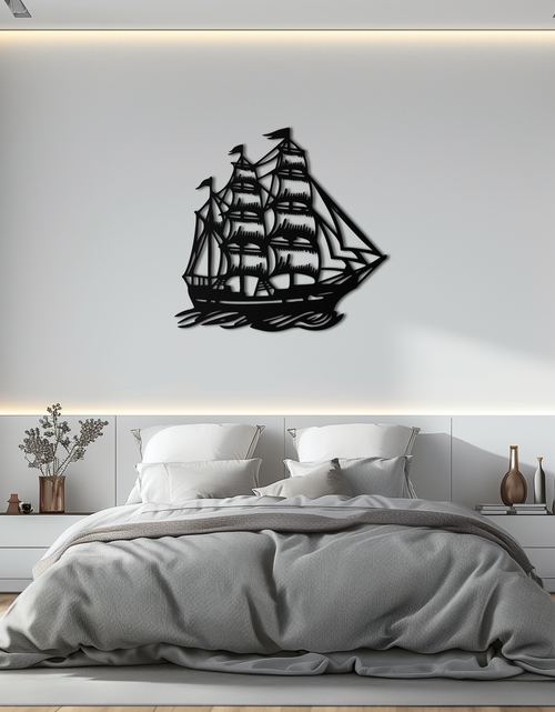 Load image into Gallery viewer, Nordic Viking Ship Metal Wall Art - Norse-Inspired Steel Decor- KAF470
