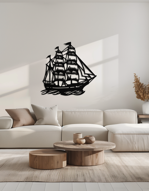Load image into Gallery viewer, Nordic Viking Ship Metal Wall Art - Norse-Inspired Steel Decor- KAF470
