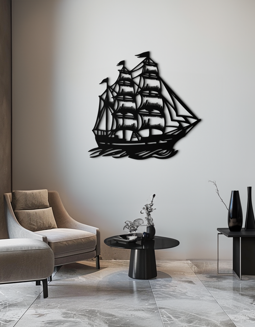 Load image into Gallery viewer, Nordic Viking Ship Metal Wall Art - Norse-Inspired Steel Decor- KAF470
