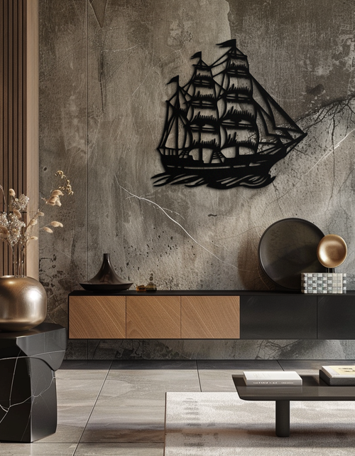 Load image into Gallery viewer, Nordic Viking Ship Metal Wall Art - Norse-Inspired Steel Decor- KAF470
