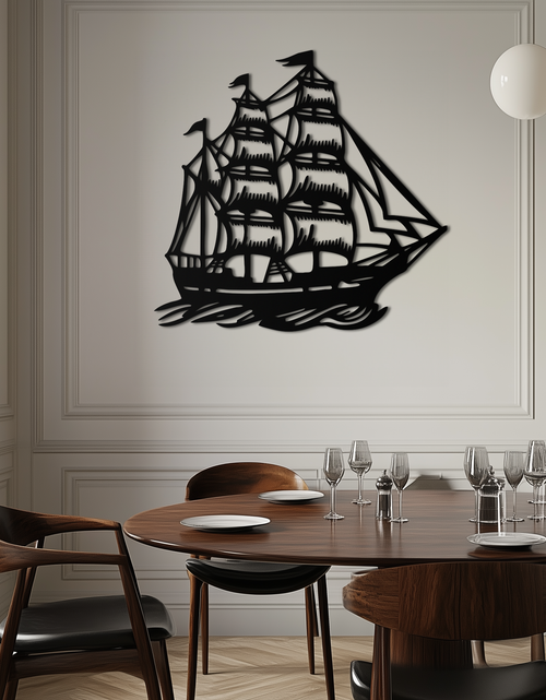 Load image into Gallery viewer, Nordic Viking Ship Metal Wall Art - Norse-Inspired Steel Decor- KAF470
