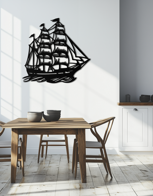 Load image into Gallery viewer, Nordic Viking Ship Metal Wall Art - Norse-Inspired Steel Decor- KAF470
