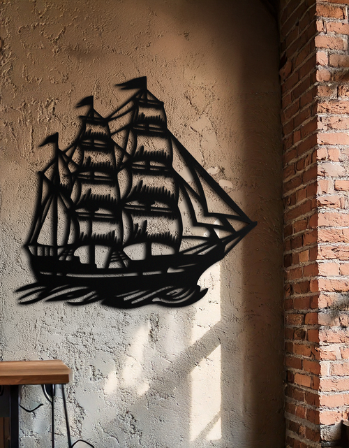 Load image into Gallery viewer, Nordic Viking Ship Metal Wall Art - Norse-Inspired Steel Decor- KAF470
