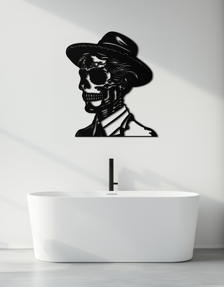 Sugar Head Makyaj Adam Metal Duvar Sanatı - Cesur Çelik Siluet Dekor- KAF471