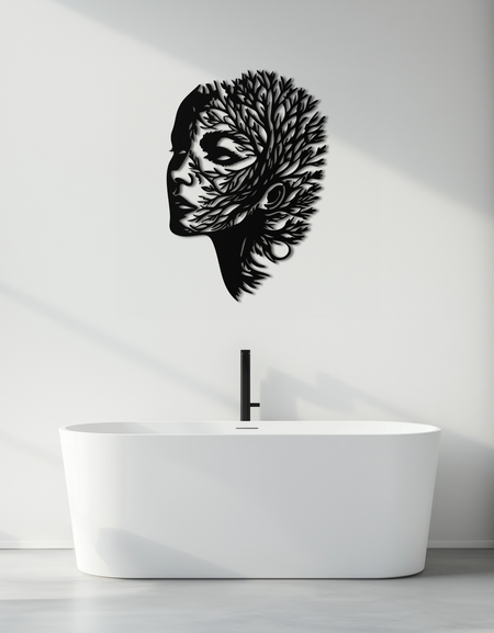 Ağaç Kadın Metal Duvar Sanatı - Doğadan Esinlenen Kadın Silüeti Dekoru - KAF472