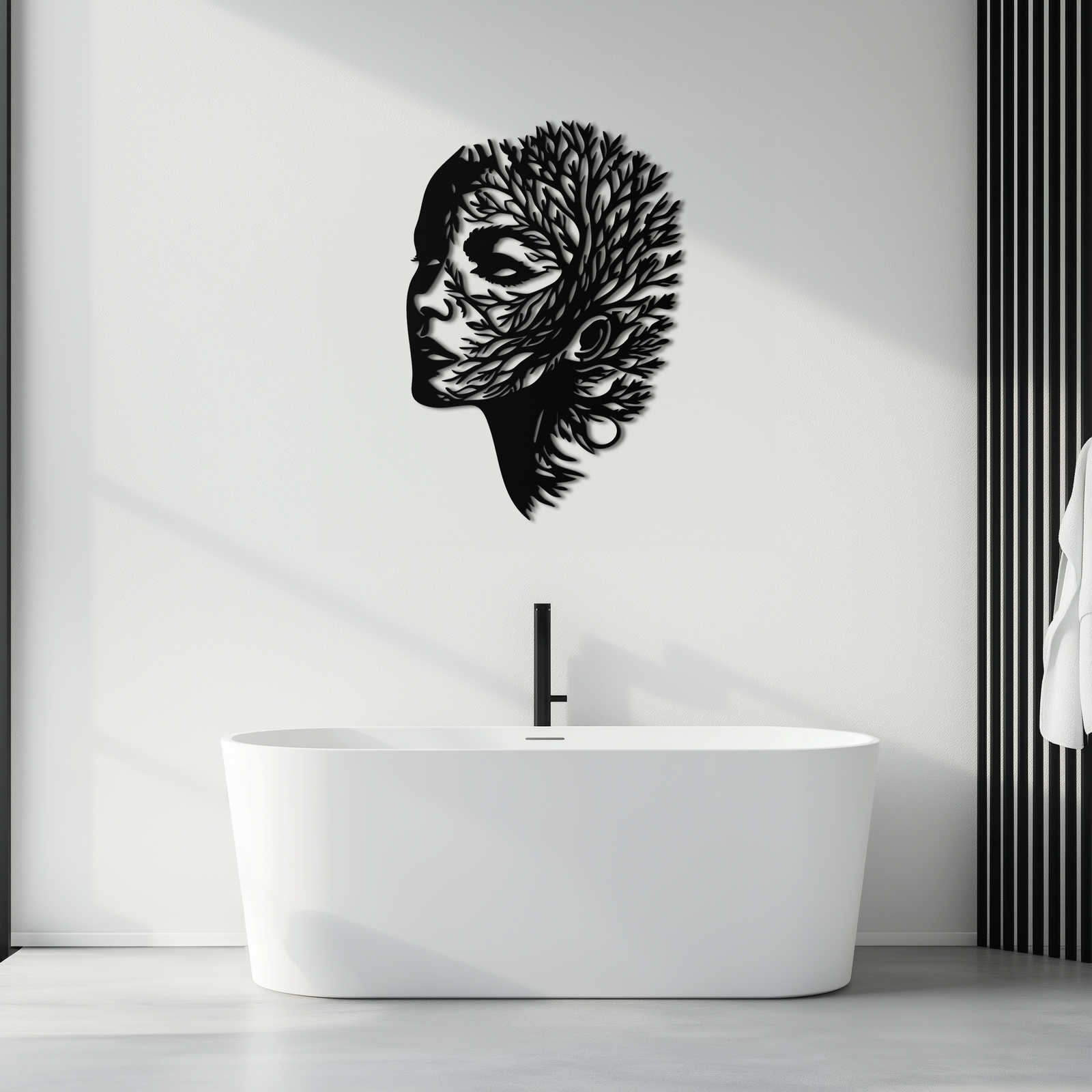 Tree Woman Metal Wall Art - Nature-Inspired Female Silhouette Decor- KAF472