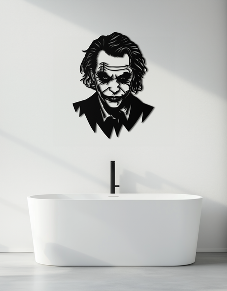 Joker Metal Duvar Sanatı - Cesur İç Mekanlar İçin İkonik Kötü Adam Çelik Silüeti - KAF474