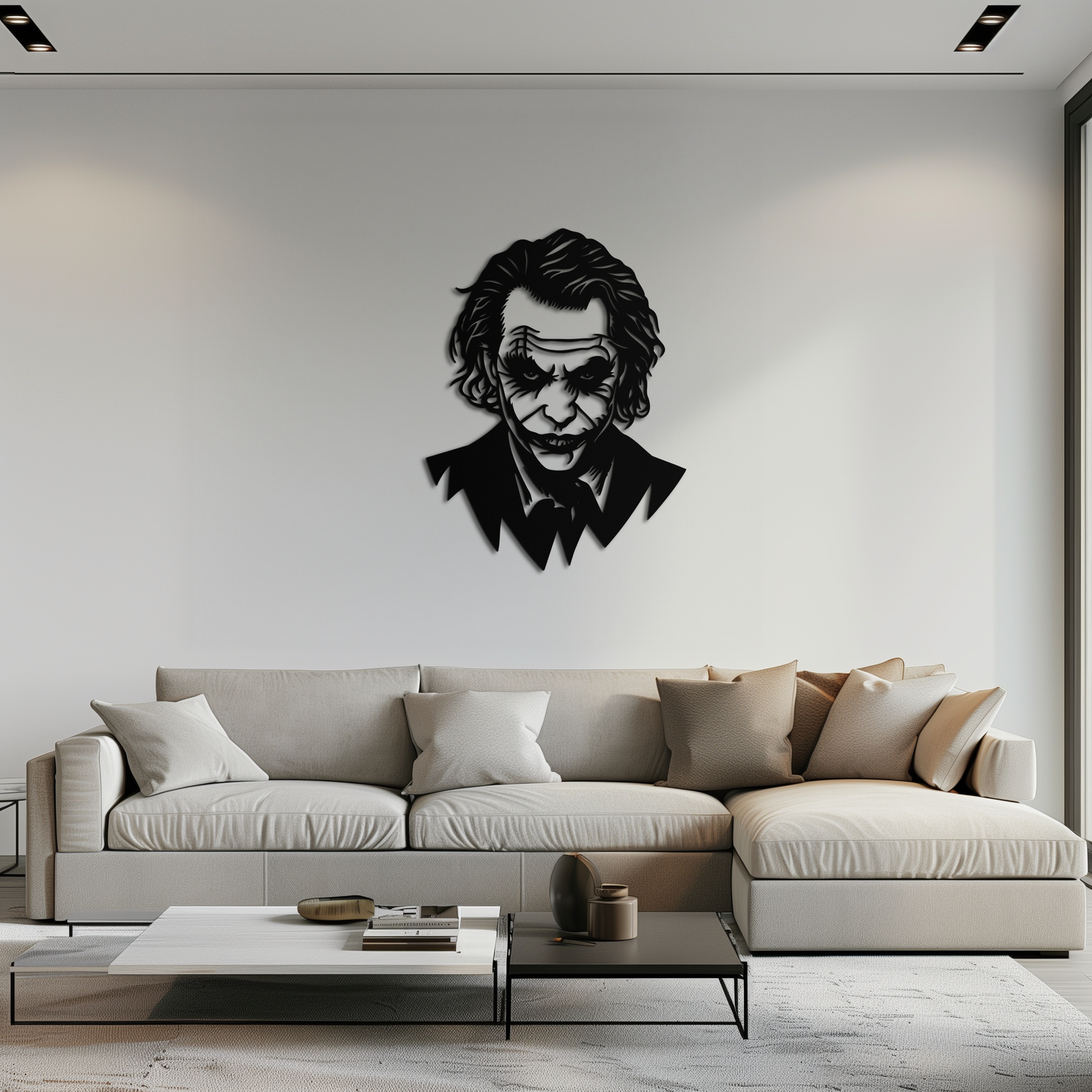 Joker Metal Duvar Sanatı - Cesur İç Mekanlar İçin İkonik Kötü Adam Çelik Silüeti - KAF474