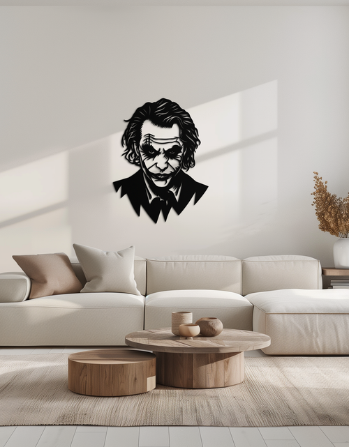 Resmi Galeri görüntüleyicisine yükleyin, Joker Metal Duvar Sanatı - Cesur İç Mekanlar İçin İkonik Kötü Adam Çelik Silüeti - KAF474
