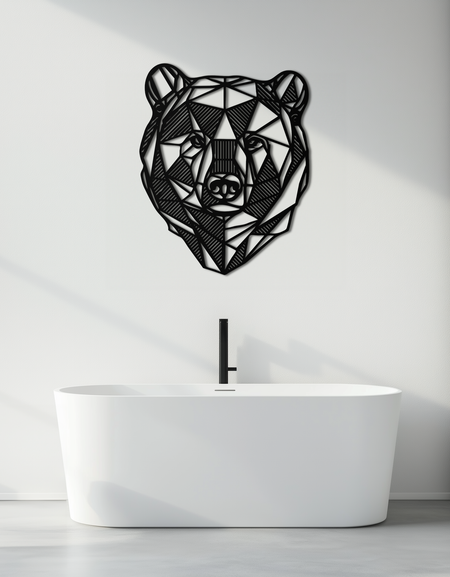 Ayı Metal Duvar Sanatı - Doğadan Esinlenen Dekor İçin Vahşi Hayvan Çelik Silüeti - KAF475