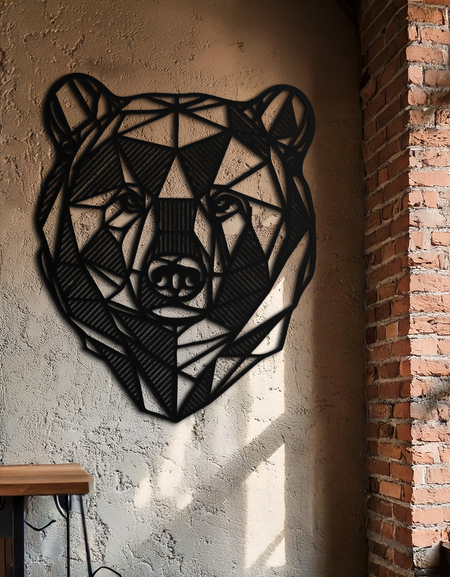 Ayı Metal Duvar Sanatı - Doğadan Esinlenen Dekor İçin Vahşi Hayvan Çelik Silüeti - KAF475