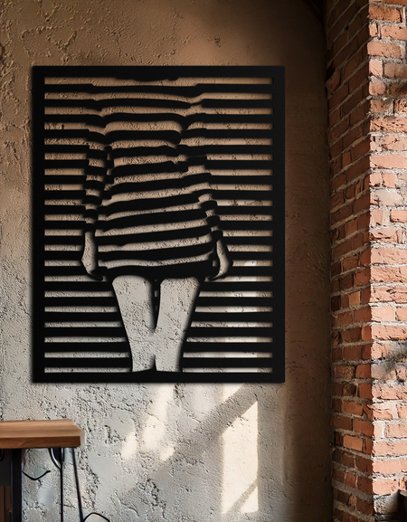 Kendine Güvenen Kadın Metal Duvar Sanatı - Zarif Kadın Yüzü Çelik Silüeti- KAF476