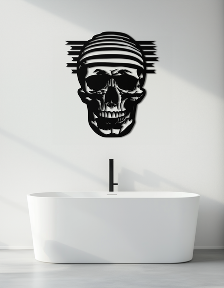 Kafatası Metal Duvar Sanatı - Cesur ve Cesur Çelik Siluet Dekoru - KAF477