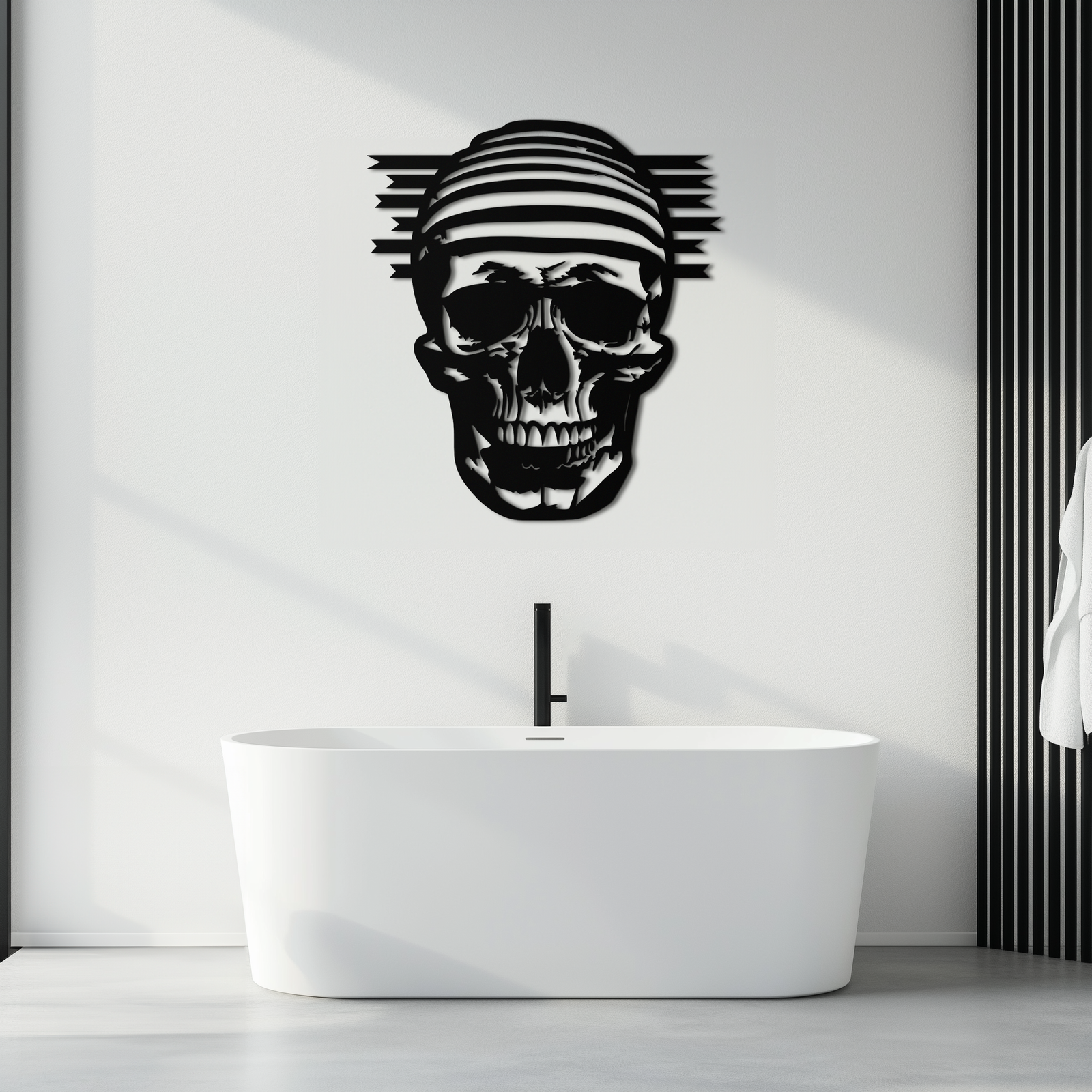 Skull Metal Wall Art - Bold and Edgy Steel Silhouette Decor- KAF477
