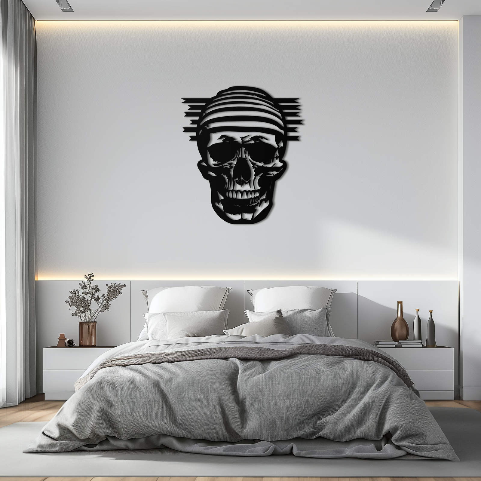 Skull Metal Wall Art - Bold and Edgy Steel Silhouette Decor- KAF477