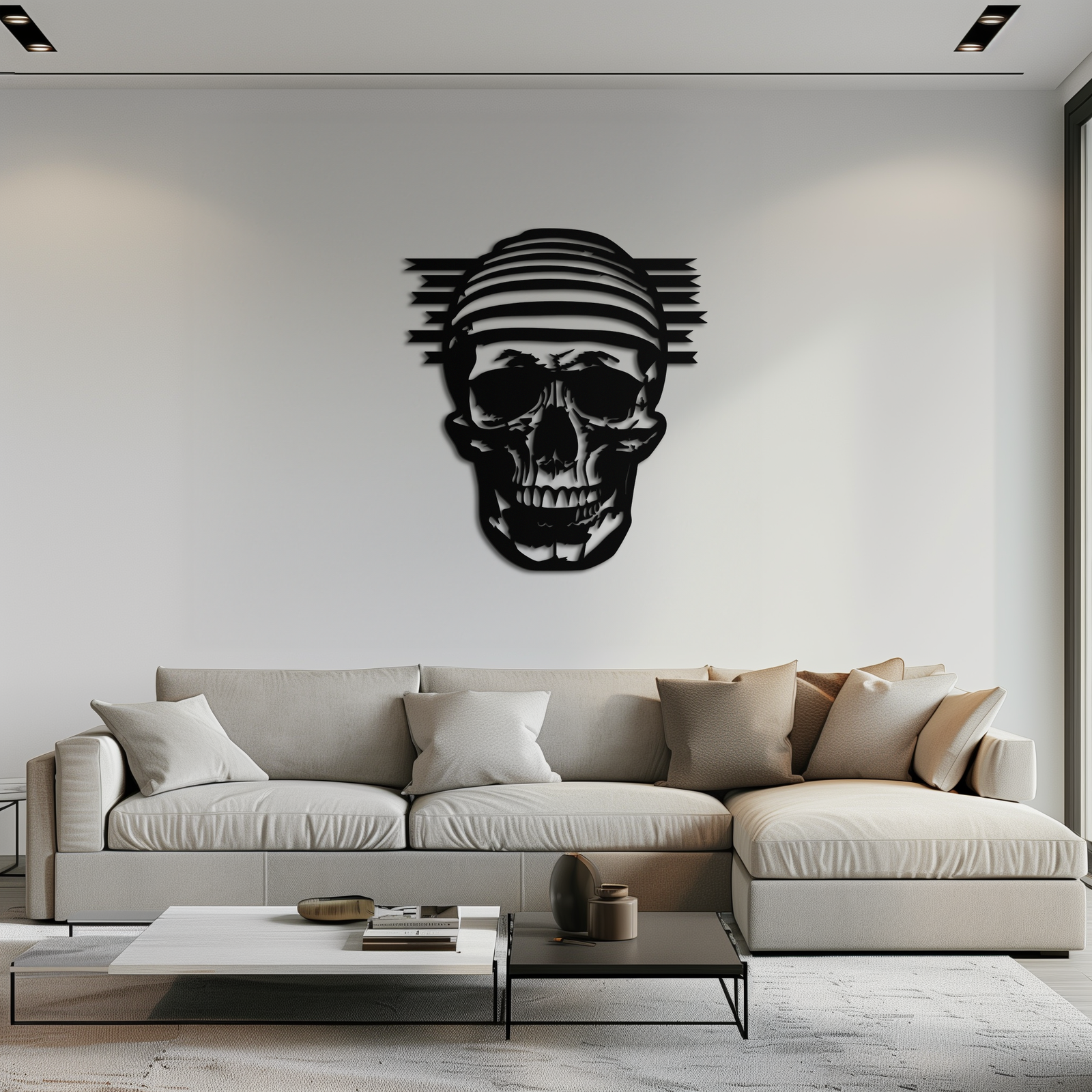 Skull Metal Wall Art - Bold and Edgy Steel Silhouette Decor- KAF477