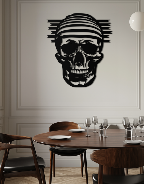 Load image into Gallery viewer, Skull Metal Wall Art - Bold and Edgy Steel Silhouette Decor- KAF477
