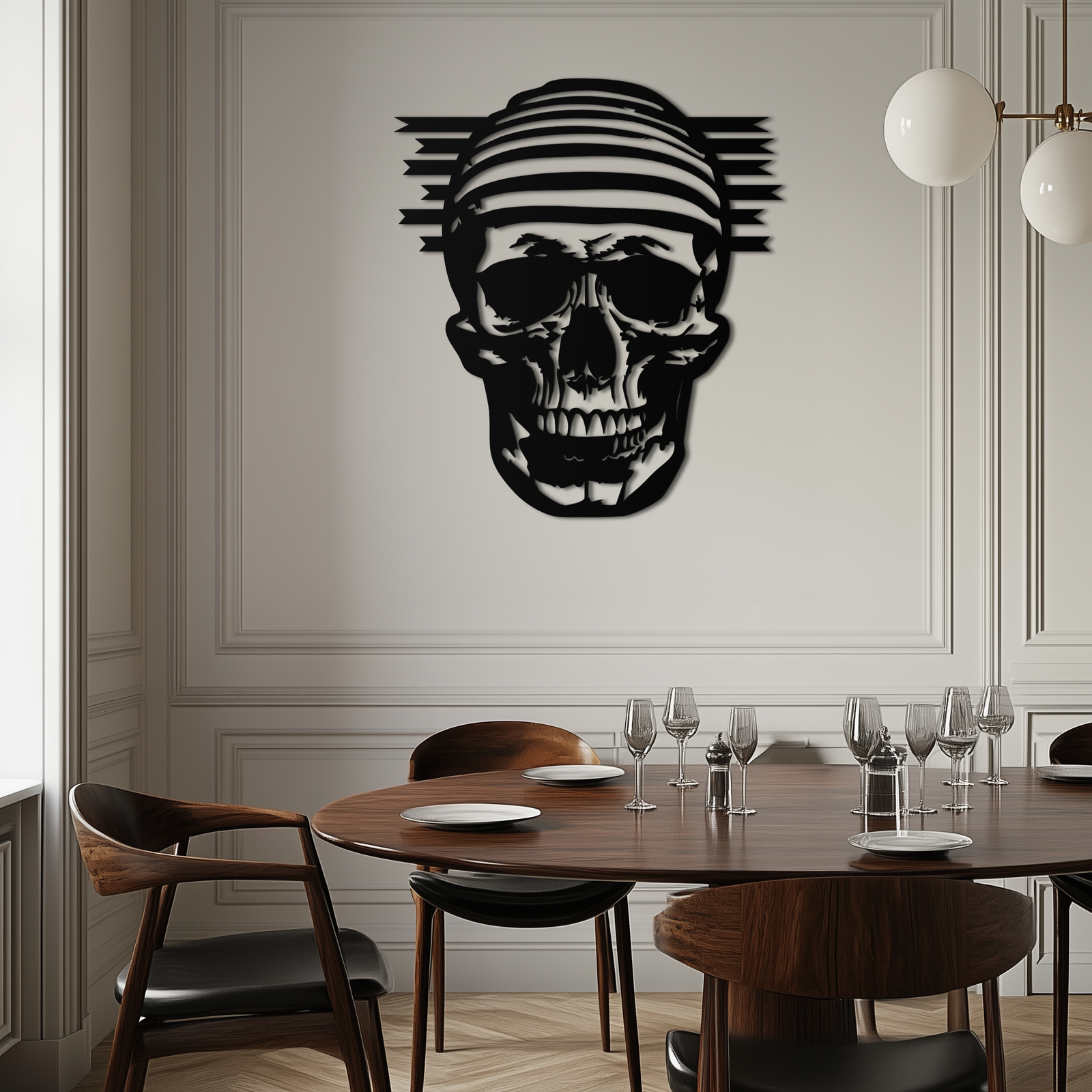 Skull Metal Wall Art - Bold and Edgy Steel Silhouette Decor- KAF477
