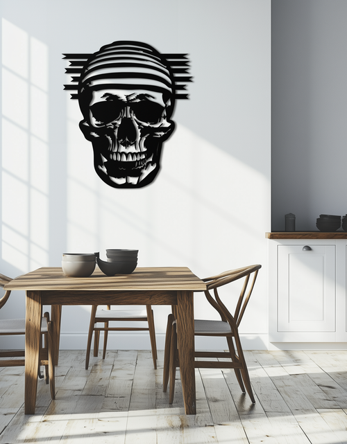 Load image into Gallery viewer, Skull Metal Wall Art - Bold and Edgy Steel Silhouette Decor- KAF477
