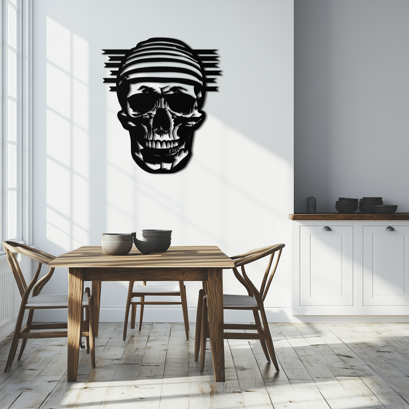 Skull Metal Wall Art - Bold and Edgy Steel Silhouette Decor- KAF477