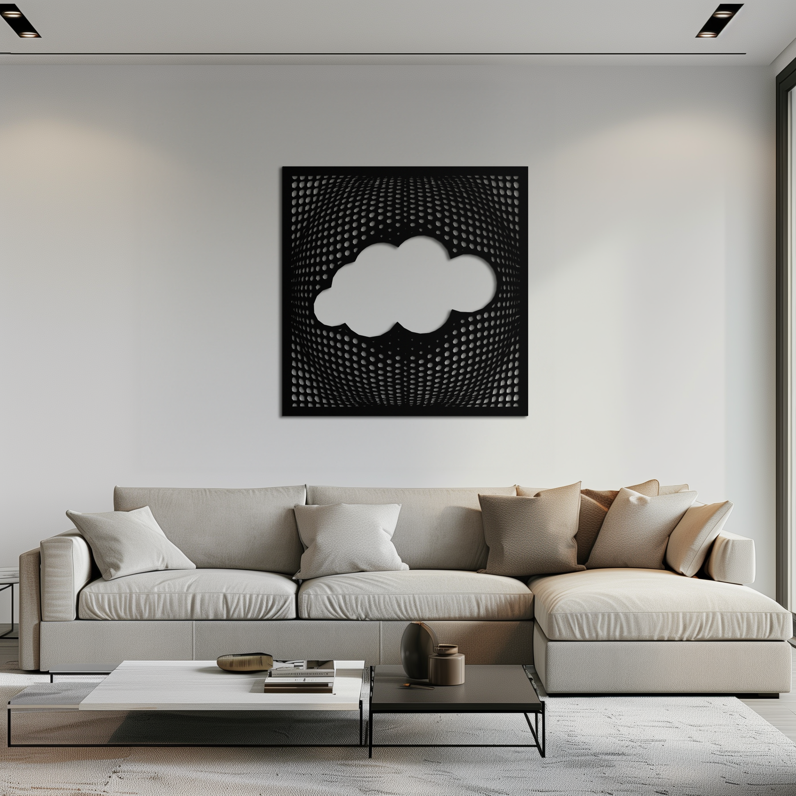 Minimal Bulut Metal Duvar Sanatı - Modern Çelik Bulut Silüeti Dekoru- KAF478