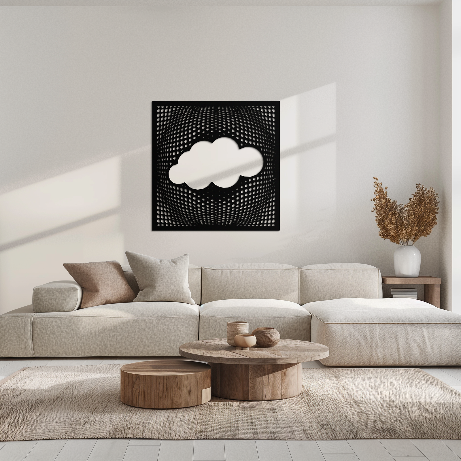 Minimal Bulut Metal Duvar Sanatı - Modern Çelik Bulut Silüeti Dekoru- KAF478