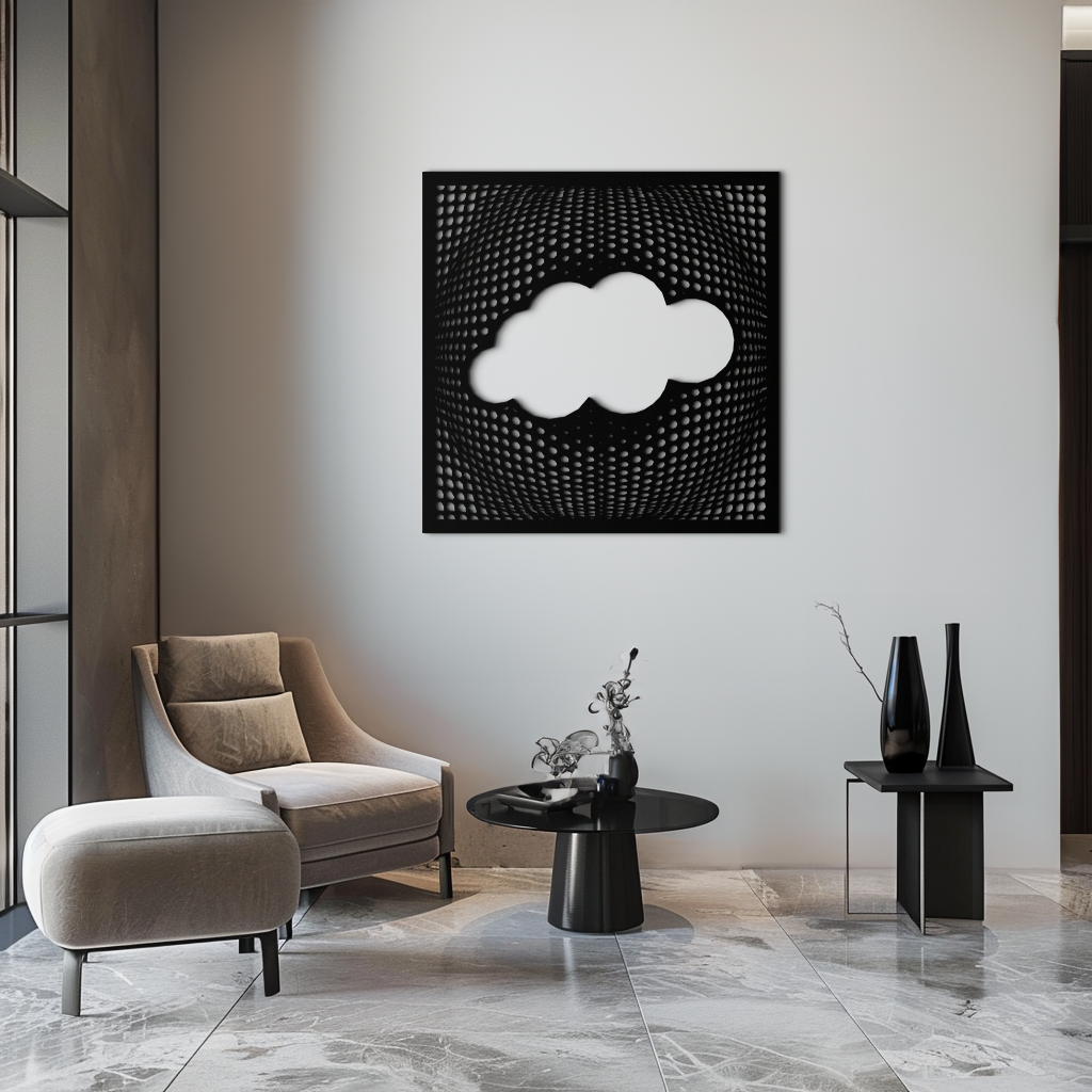 Minimal Bulut Metal Duvar Sanatı - Modern Çelik Bulut Silüeti Dekoru- KAF478