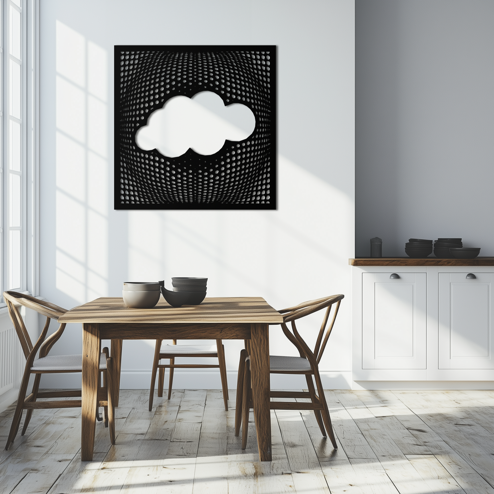Minimal Bulut Metal Duvar Sanatı - Modern Çelik Bulut Silüeti Dekoru- KAF478