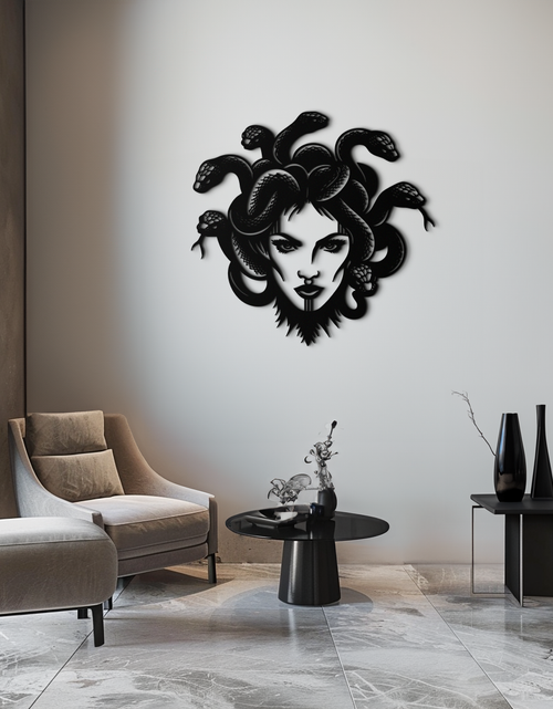 Resmi Galeri görüntüleyicisine yükleyin, Medusa Metal Duvar Sanatı - Mitolojik Yılan Saçlı Kadın Çelik Duvar Dekoru - KAF481
