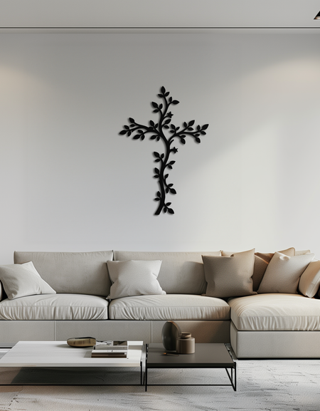 Haç Metal Duvar Sanatı - Kutsal Hristiyan Çelik Duvar Dekoru- KAF483