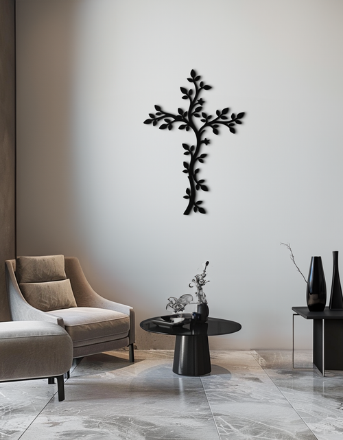 Load image into Gallery viewer, Cross Metal Wall Art - Sacred Christian Steel Wall Decor- KAF483

