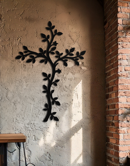 Haç Metal Duvar Sanatı - Kutsal Hristiyan Çelik Duvar Dekoru- KAF483