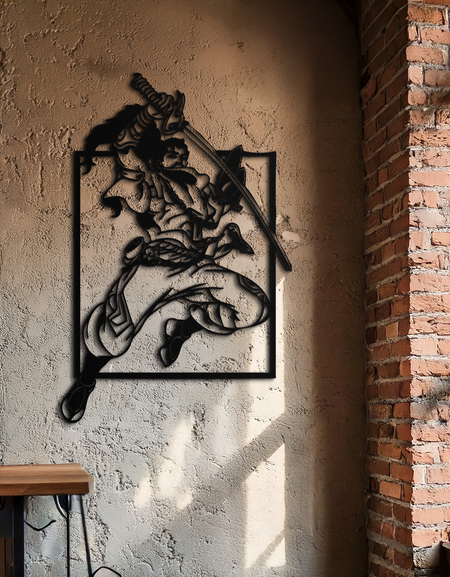 Yasuo Kılıç Silüeti Metal Duvar Sanatı - League of Legends'tan Esinlenilmiş Çelik Dekor- KAF486