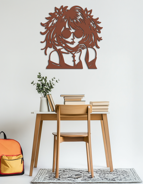 Load image into Gallery viewer, Anime Girl Silhouette Metal Wall Art – Black Steel Artistic Modern Home Decor- KAF490
