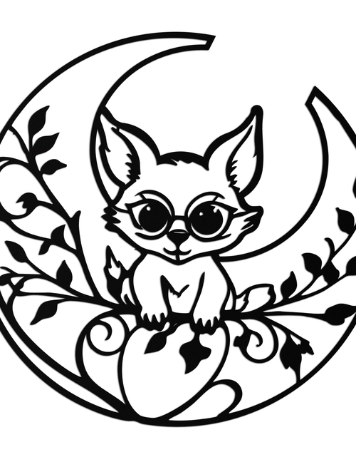 Load image into Gallery viewer, Moon Cat Silhouette Metal Wall Art – Black Steel Whimsical Pet Lover Decor- KAF492

