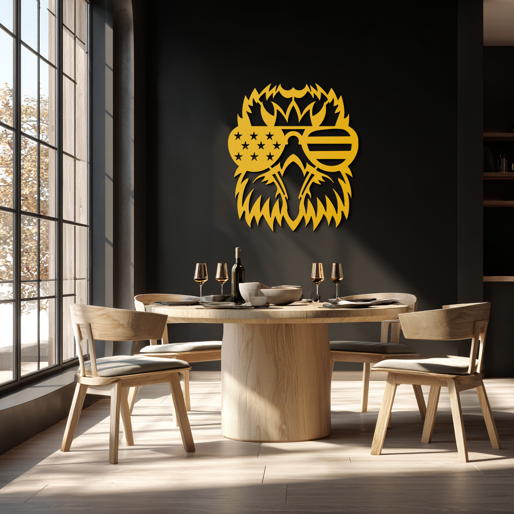 American Flag Eagle Silhouette Metal Wall Art – Patriotic Black Steel Home Decor- KAF496