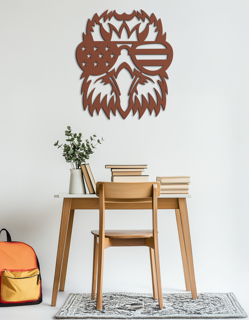 Load image into Gallery viewer, American Flag Eagle Silhouette Metal Wall Art – Patriotic Black Steel Home Decor- KAF496
