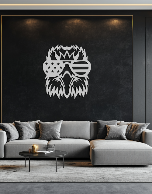 Load image into Gallery viewer, American Flag Eagle Silhouette Metal Wall Art – Patriotic Black Steel Home Decor- KAF496
