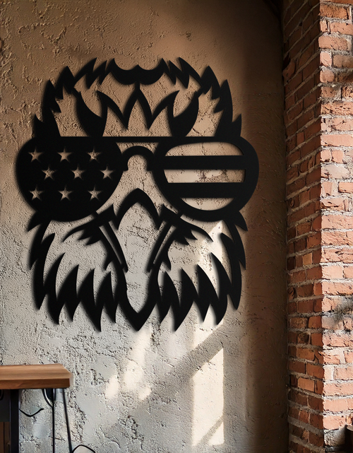 Load image into Gallery viewer, American Flag Eagle Silhouette Metal Wall Art – Patriotic Black Steel Home Decor- KAF496
